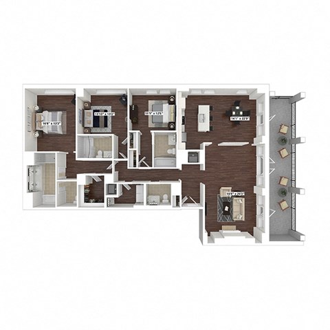 Floor plan for 3 beds, 3.5 baths, 2212 sqft